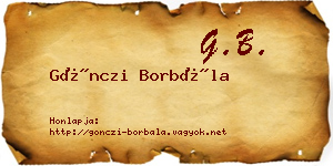 Gönczi Borbála névjegykártya
